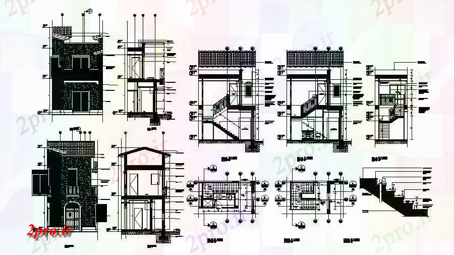 دانلود نقشه معماری معروف طرحی جزئیات راه پله با ابعاد جزئیات  (کد85729)