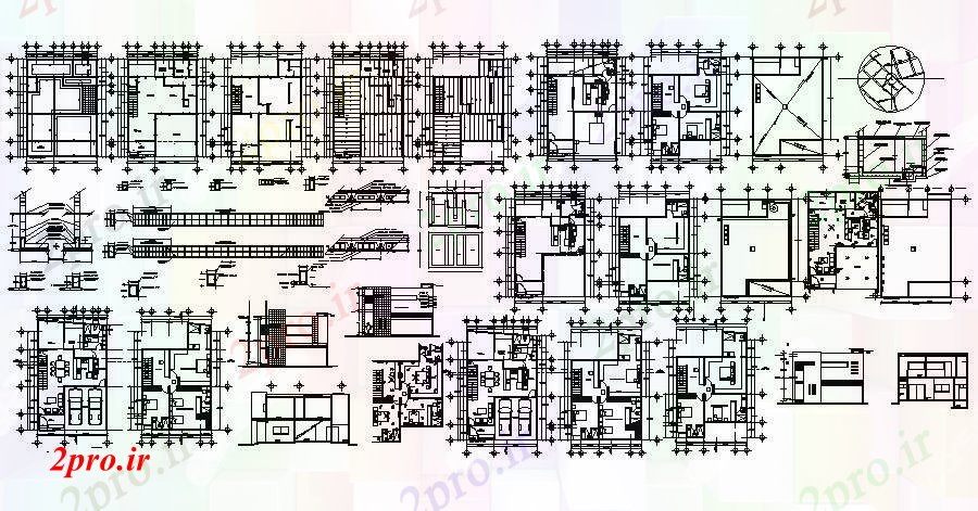 دانلود نقشه مسکونی ، ویلایی ، آپارتمان طرحی خانه 2 طبقه 1000mtr X 1400mtr با نما و بخش 10 در 16 متر (کد85755)