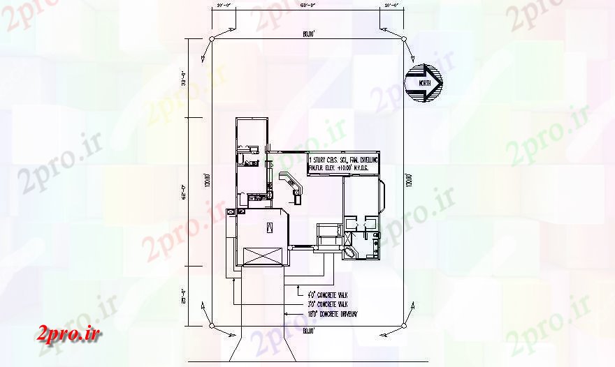 دانلود نقشه مسکونی ، ویلایی ، آپارتمان طرحی سایت از خانه 8000 'X 12000 با ابعاد جزئیات 17 در 18 متر (کد85770)