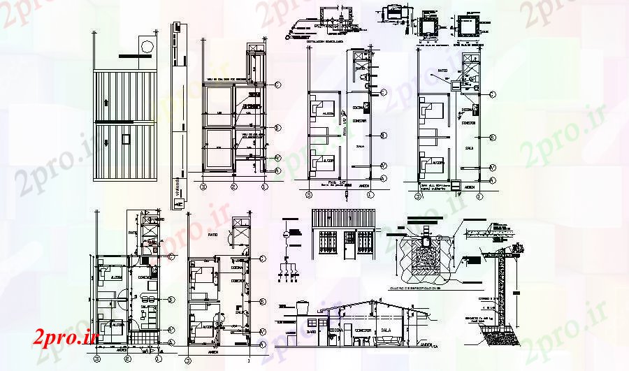 دانلود نقشه مسکونی ، ویلایی ، آپارتمان اتوکد از یک خانه با نما 5 در 10 متر (کد85780)