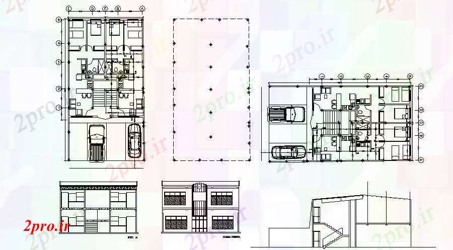 دانلود نقشه مسکونی ، ویلایی ، آپارتمان طبقه خانه های مسکونی با نما و بخش 10 در 13 متر (کد85816)