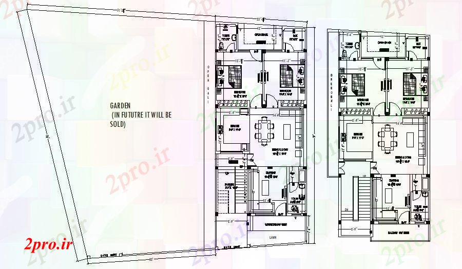 دانلود نقشه مسکونی ، ویلایی ، آپارتمان اقامت با جزئیات مبلمان 30 در 67 متر (کد85818)