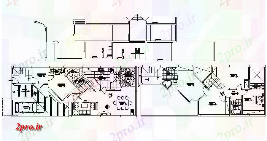 دانلود نقشه مسکونی ، ویلایی ، آپارتمان طرحی خانه های مسکونی با نما 8 در 19 متر (کد85823)