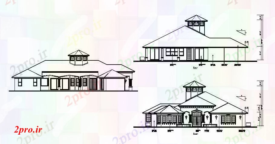 دانلود نقشه مسکونی  ، ویلایی ، آپارتمان   اتوکد از خانه با نما متفاوت (کد85854)