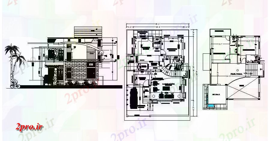 دانلود نقشه خانه های کوچک ، نگهبانی ، سازمانی - طرحی ویلایی با نما 11 در 15 متر (کد85868)