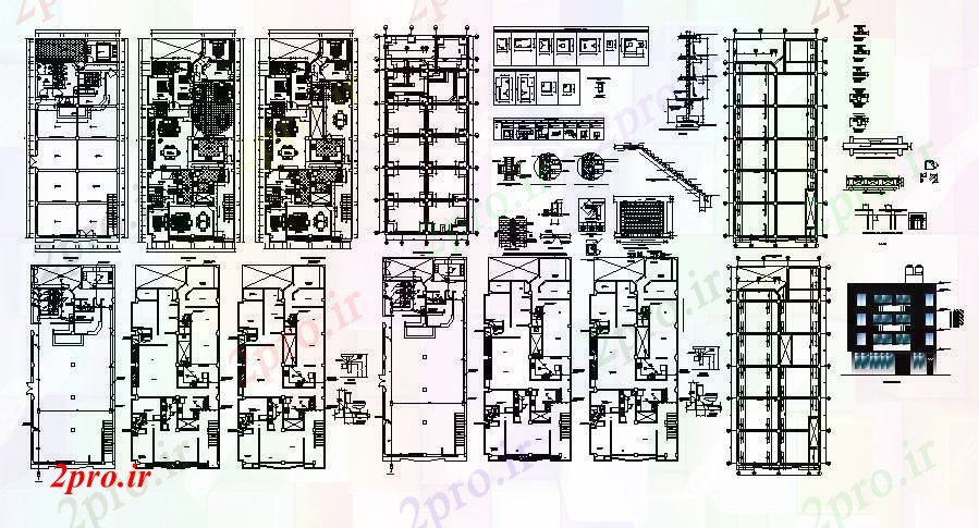 دانلود نقشه مسکونی ، ویلایی ، آپارتمان از خانه های مسکونی با نما 11 در 27 متر (کد85924)