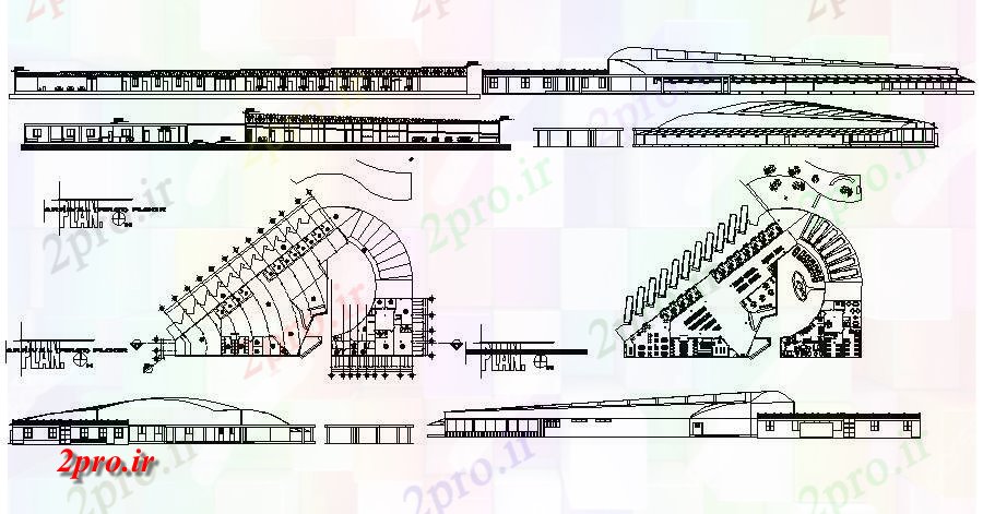 دانلود نقشه ساختمان دولتی ، سازمانی hubtown حمل و نقل با نما 30 در 45 متر (کد85953)