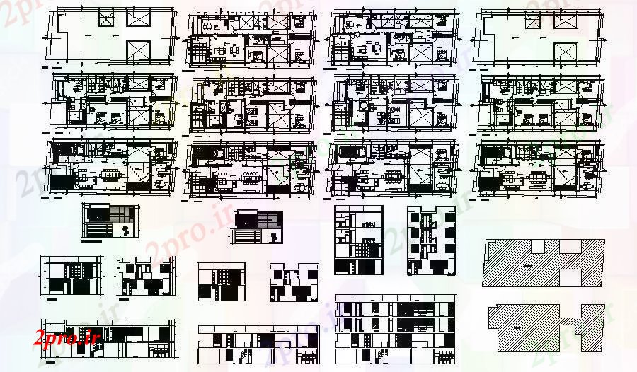 دانلود نقشه مسکونی ، ویلایی ، آپارتمان اتوکد اقامت با بخش 8 در 20 متر (کد85954)