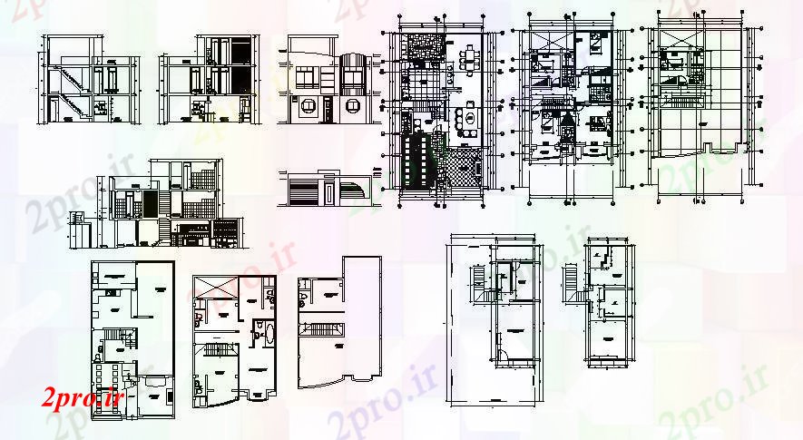 دانلود نقشه مسکونی ، ویلایی ، آپارتمان از خانه مسکونی با بخش 8 در 15 متر (کد85955)