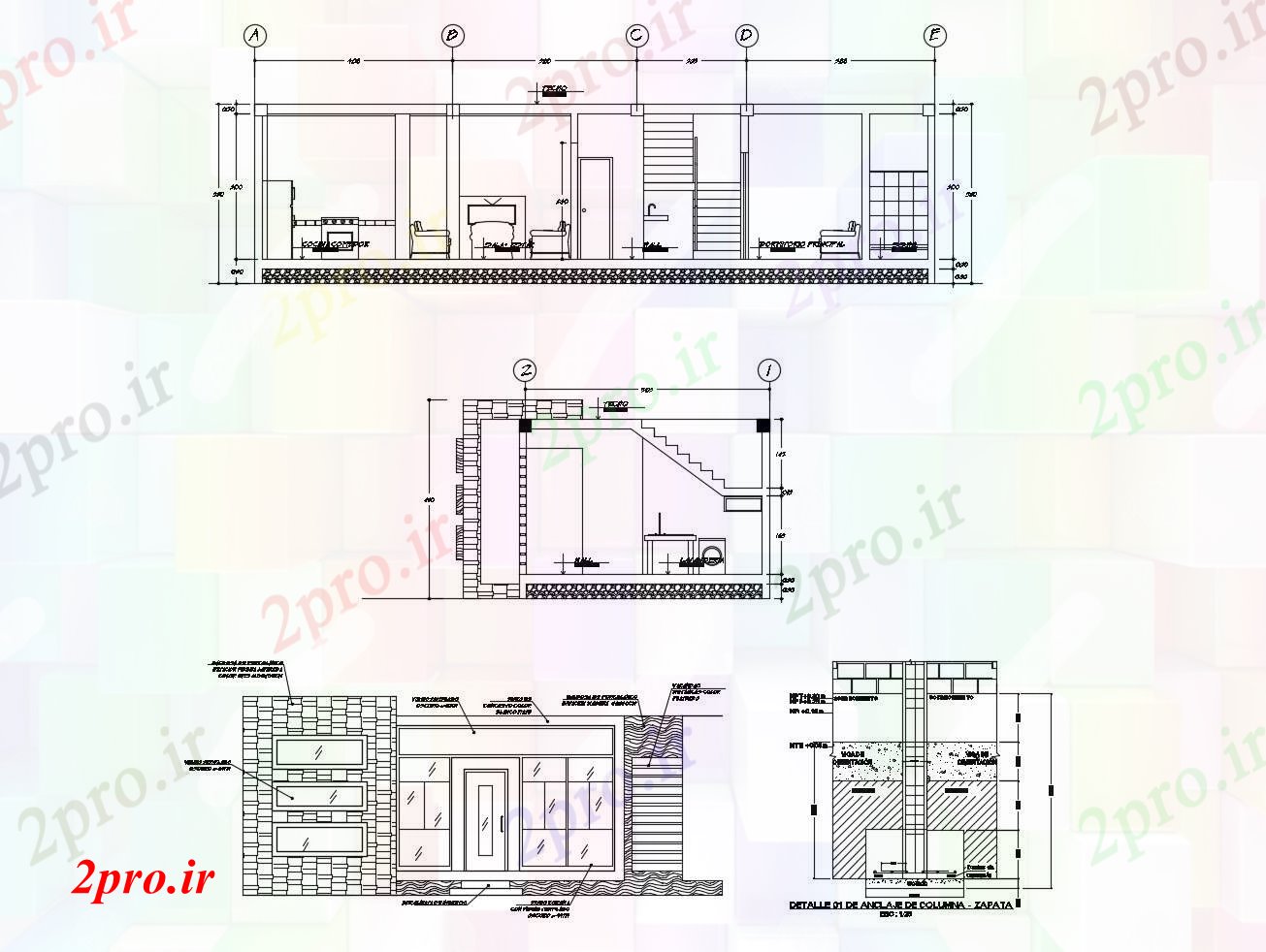 دانلود نقشه مسکونی ، ویلایی ، آپارتمان طراحی از خانه مدرن با مبلمان 8 در 14 متر (کد85987)