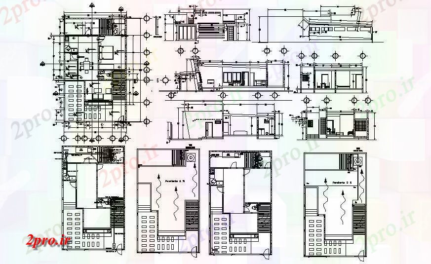 دانلود نقشه مسکونی ، ویلایی ، آپارتمان خانه مسکونی با نما 9 در 12 متر (کد85992)