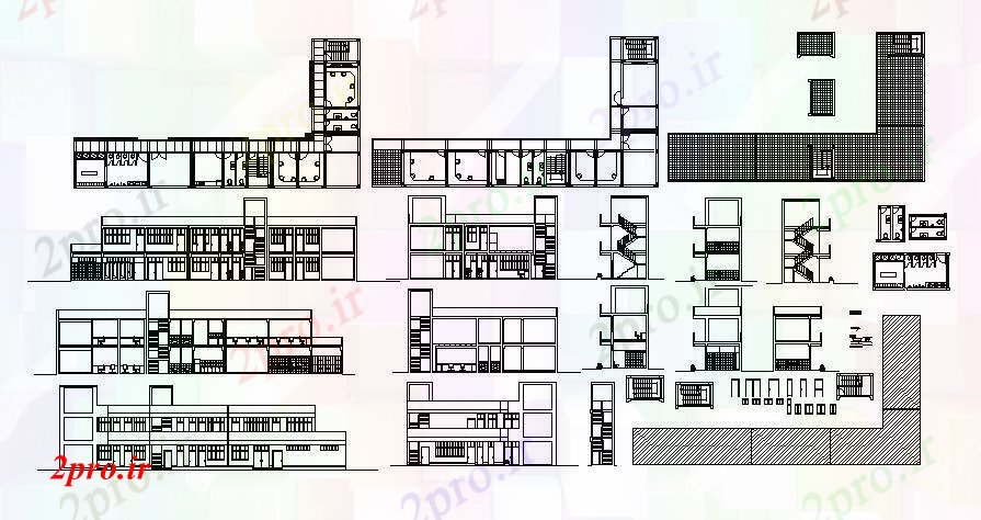 دانلود نقشه ساختمان اداری - تجاری - صنعتی دفتر با بخش 18 در 34 متر (کد85999)
