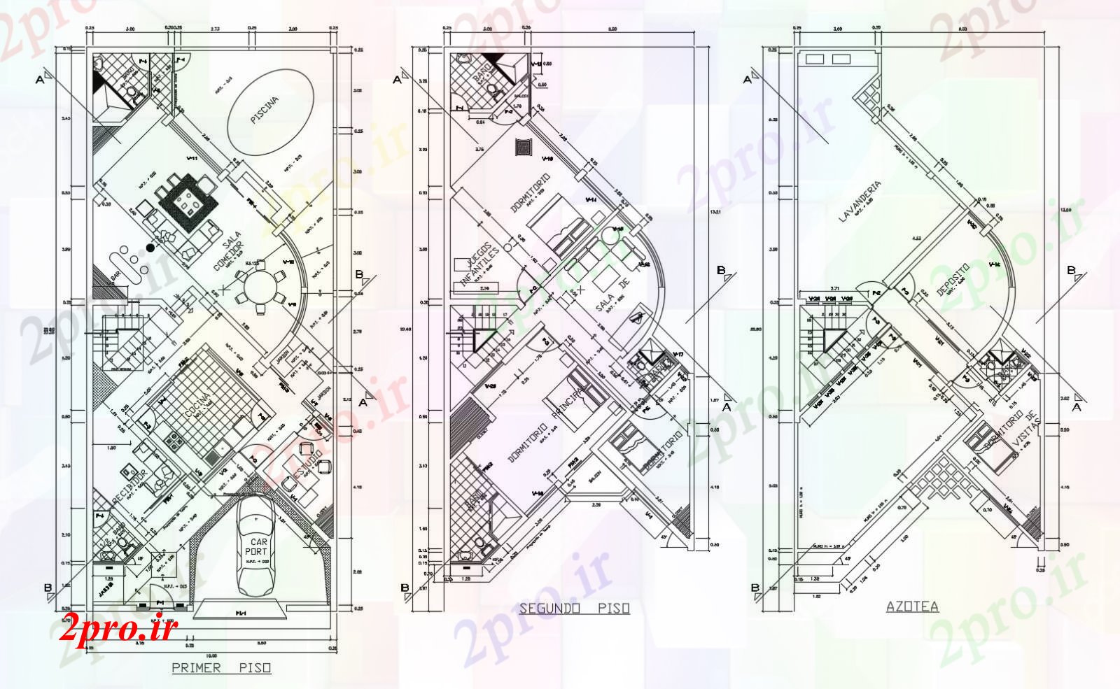 دانلود نقشه مسکونی ، ویلایی ، آپارتمان طرحی معماری خانه 1000mtr X 2260mtr با ابعاد جزئیات 10 در 21 متر (کد86015)