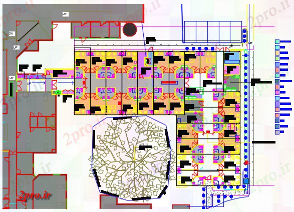 دانلود نقشه بیمارستان - درمانگاه - کلینیک بیمارستان فرمت 44 در 54 متر (کد86051)