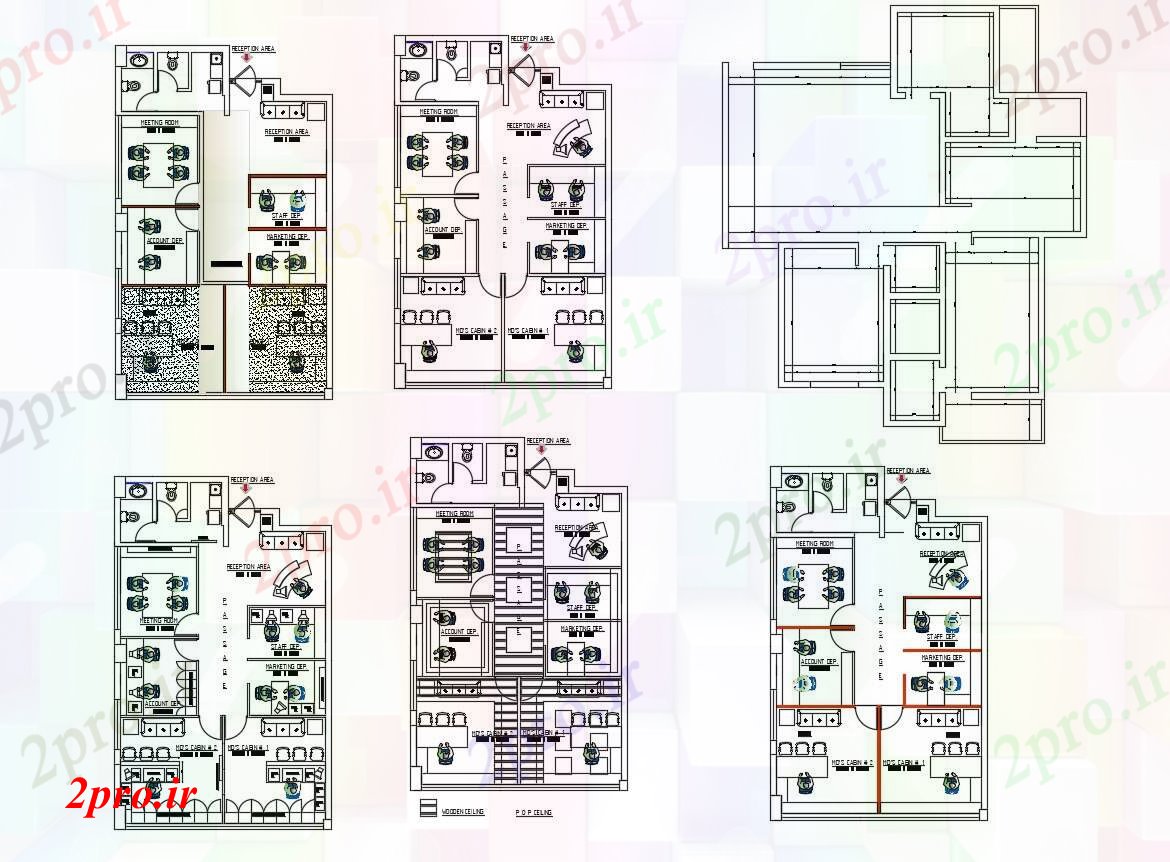 دانلود نقشه ساختمان اداری - تجاری - صنعتی دفتر خدمات شرکت 8 در 12 متر (کد86070)