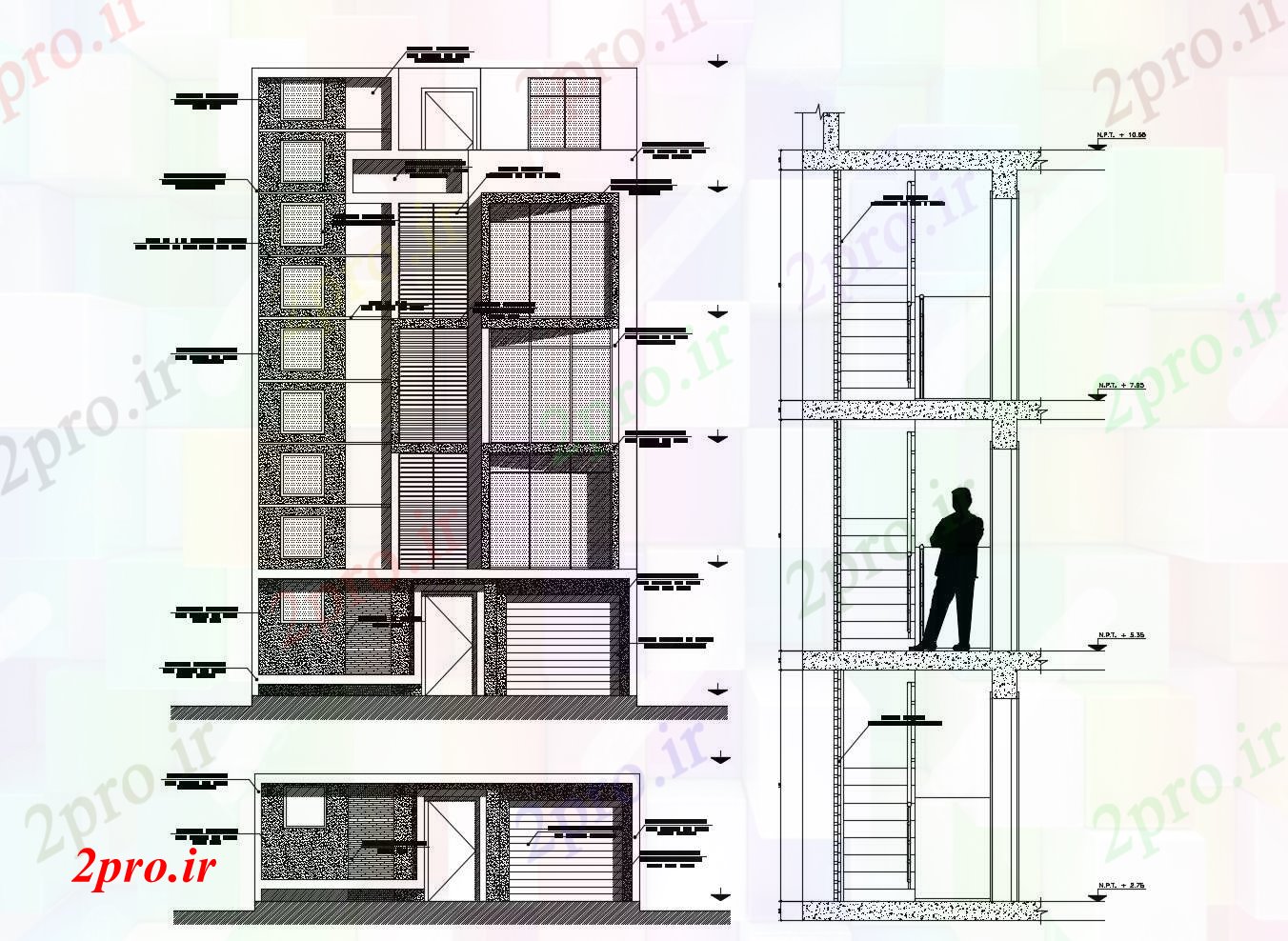 دانلود نقشه مسکونی  ، ویلایی ، آپارتمان   اتوکد ساختمان مسکونی با ابعاد جزئیات (کد86098)