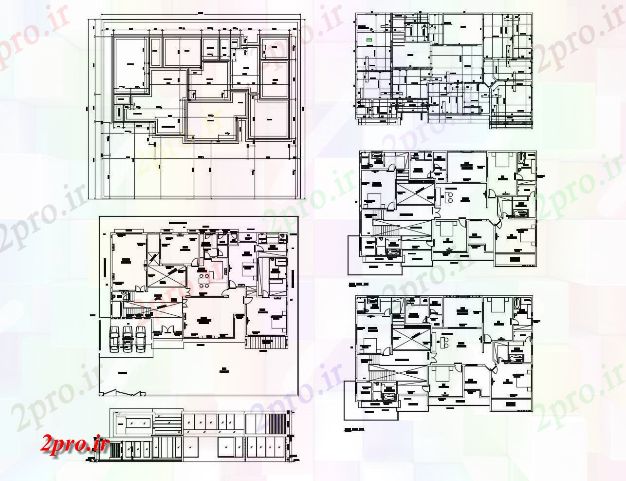 دانلود نقشه مسکونی ، ویلایی ، آپارتمان طرحی خانه های مسکونی 100'0 '' X 90'0 '' با ابعاد جزئیات 16 در 26 متر (کد86107)