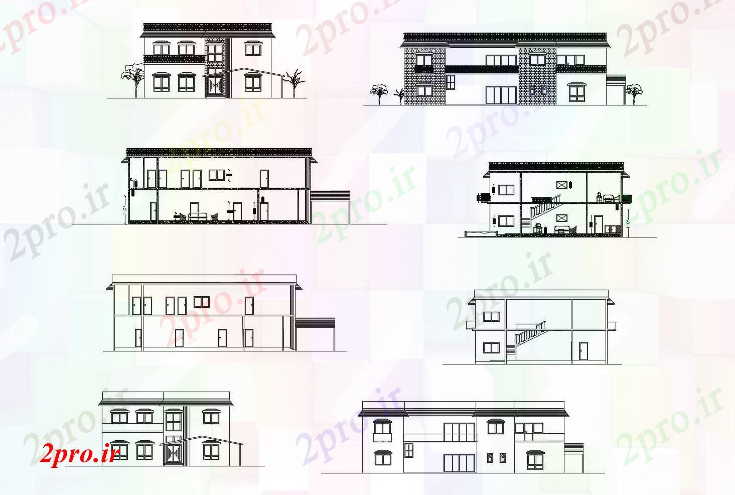 دانلود نقشه مسکونی ، ویلایی ، آپارتمان یک خانه مسکونی 7 در 16 متر (کد86114)