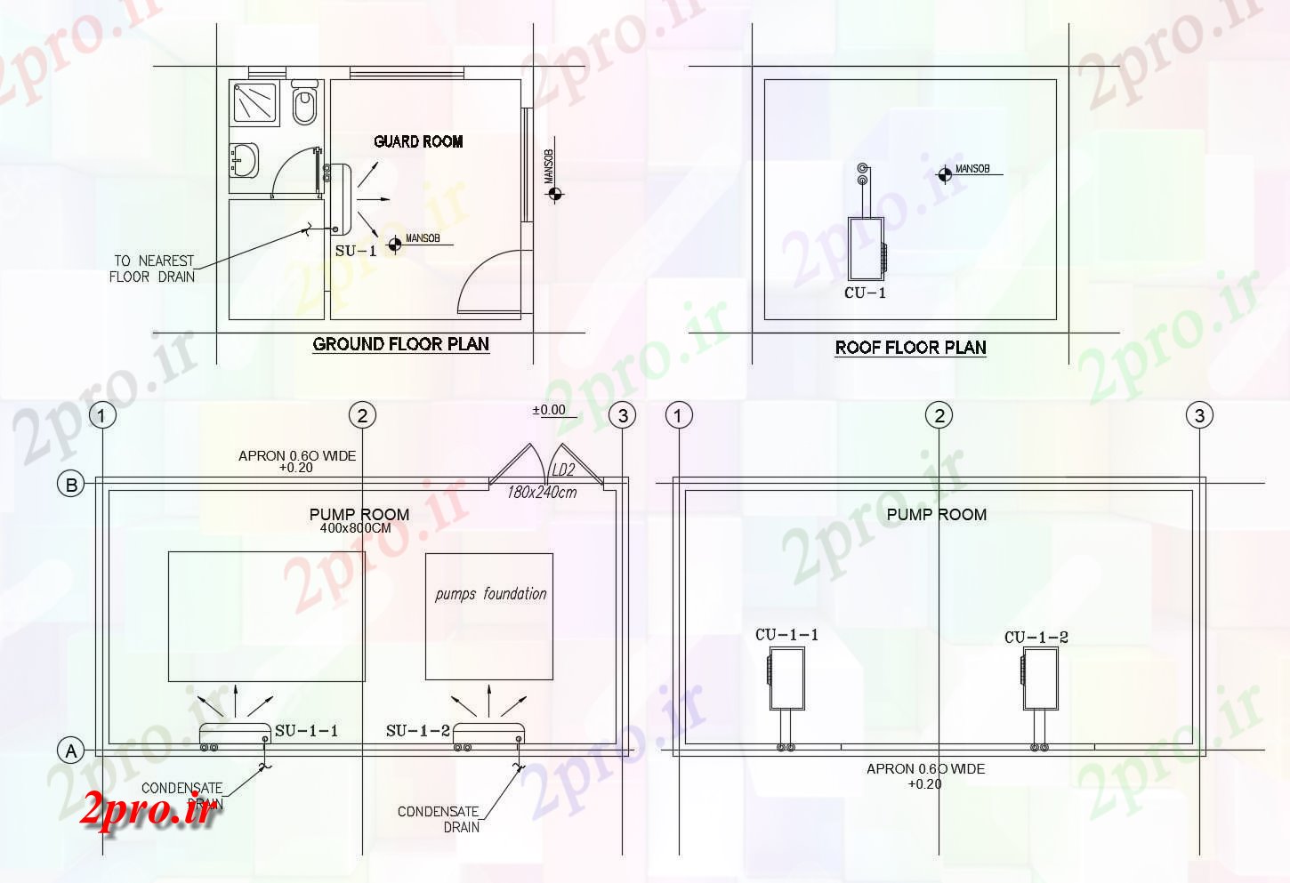 دانلود نقشه مسکونی ، ویلایی ، آپارتمان طرحی خانه گارد با ابعاد جزئیات 8 در 10 متر (کد86116)