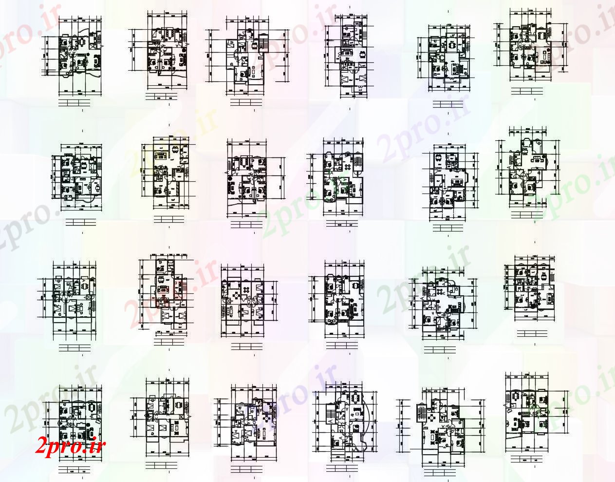 دانلود نقشه مسکونی ، ویلایی ، آپارتمان طراحی خانه مسکونی با ابعاد جزئیات 10 در 11 متر (کد86117)