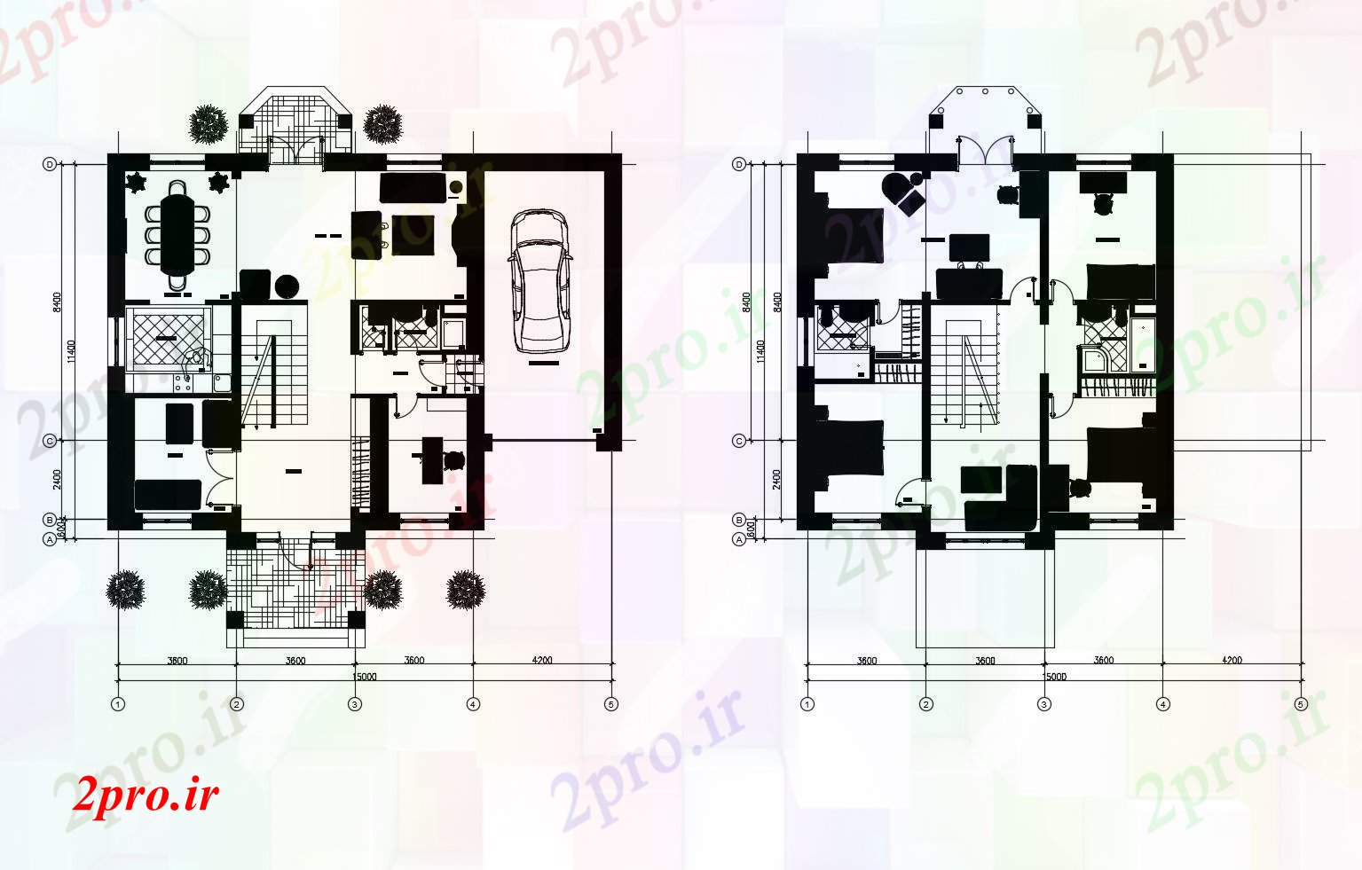 دانلود نقشه مسکونی ، ویلایی ، آپارتمان طرحی خانه 15000mtr X 14400mtr با ابعاد جزئیات 11 در 15 متر (کد86128)