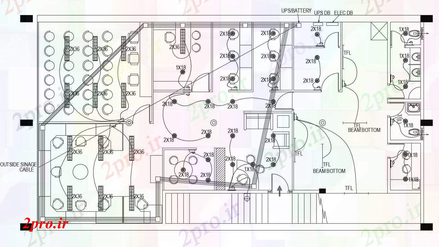 دانلود نقشه طراحی داخلی  از طرحی های الکتریکی از دفتر (کد86134)