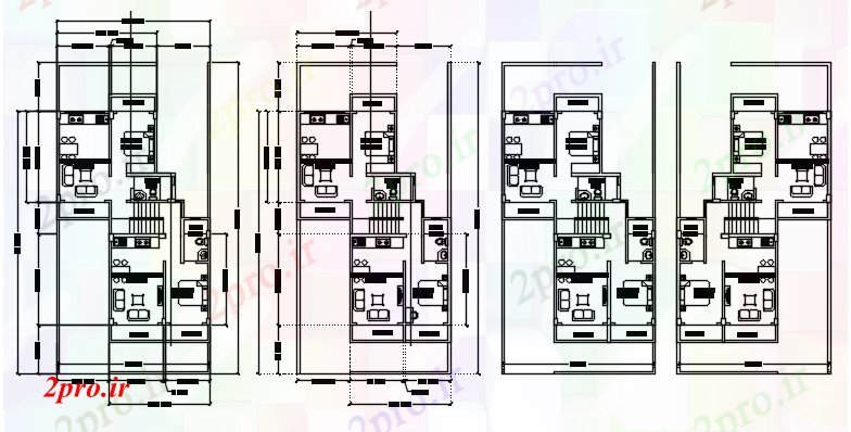 دانلود نقشه مسکونی ، ویلایی ، آپارتمان از خانه با مبلمان 8 در 18 متر (کد86149)