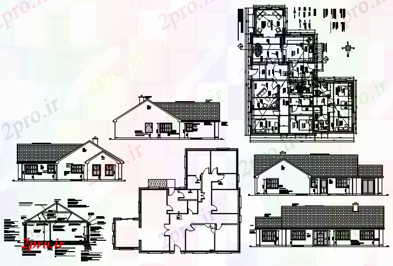 دانلود نقشه خانه های کوچک ، نگهبانی ، سازمانی - طرحی ویلایی 15300mtr X 18715 با نما و بخش 15 در 19 متر (کد86155)