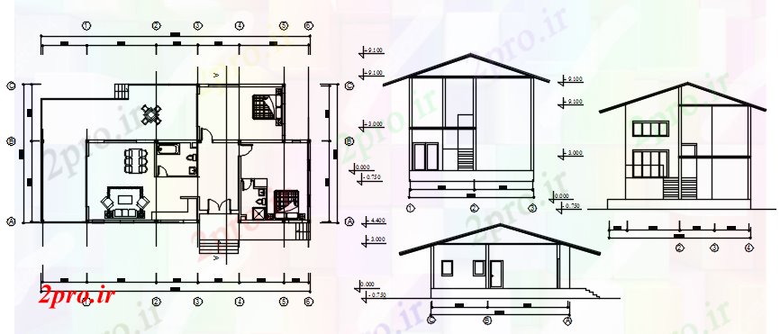 دانلود نقشه مسکونی ، ویلایی ، آپارتمان خانه 19400mtr X 10000mtr با نما 9 در 18 متر (کد86180)