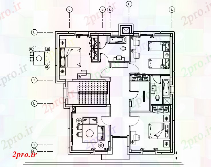 دانلود نقشه مسکونی ، ویلایی ، آپارتمان از طرحی خانه با مبلمان 11 در 11 متر (کد86181)