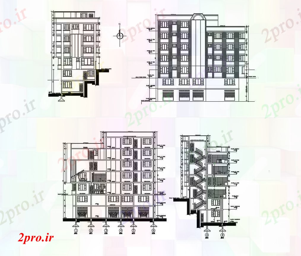 دانلود نقشه مسکونی  ، ویلایی ، آپارتمان   اتوکد نما آپارتمان   (کد86196)