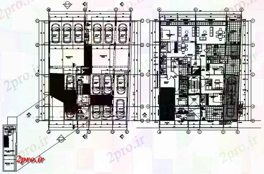 دانلود نقشه مسکونی  ، ویلایی ، آپارتمان  آپارتمان مسکونی 1730mtr X 2110mtr با ابعاد جزئیات (کد86210)