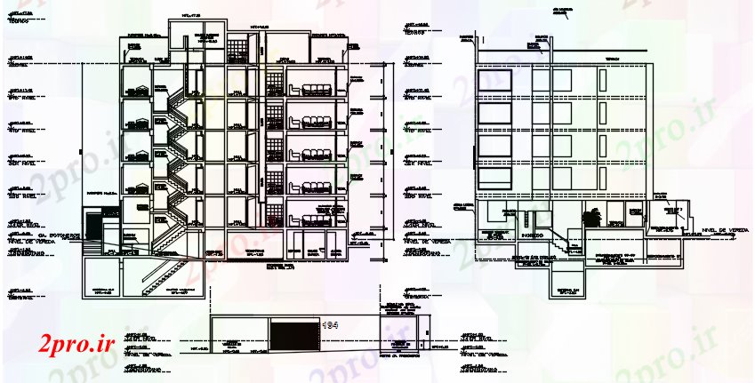 دانلود نقشه مسکونی  ، ویلایی ، آپارتمان   یک ساختمان مسکونی با ابعاد جزئیات (کد86212)