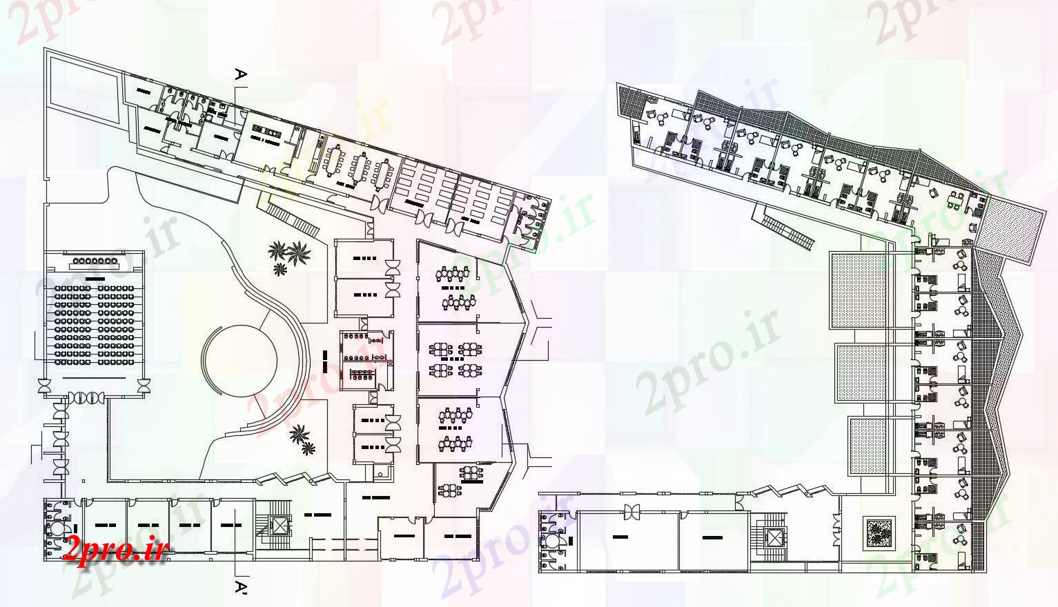 دانلود نقشه دانشگاه ، آموزشکده ، مدرسه ، هنرستان ، خوابگاه - طراحی خوابگاه 48 در 56 متر (کد86251)