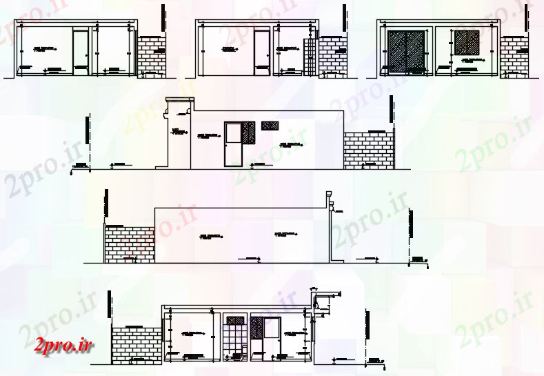 دانلود نقشه مسکونی ، ویلایی ، آپارتمان خانه مسکونی با بخش و نما 6 در 10 متر (کد86265)