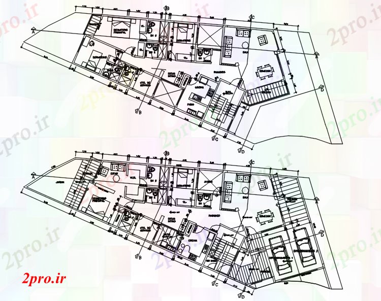 دانلود نقشه مسکونی  ، ویلایی ، آپارتمان  طراحی از آپارتمان   مسکونی با ابعاد جزئیات (کد86289)