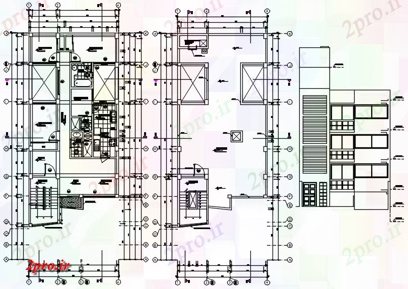 دانلود نقشه مسکونی  ، ویلایی ، آپارتمان  طرحی از آپارتمان   790mtr X 1995mtr با ابعاد جزئیات (کد86302)