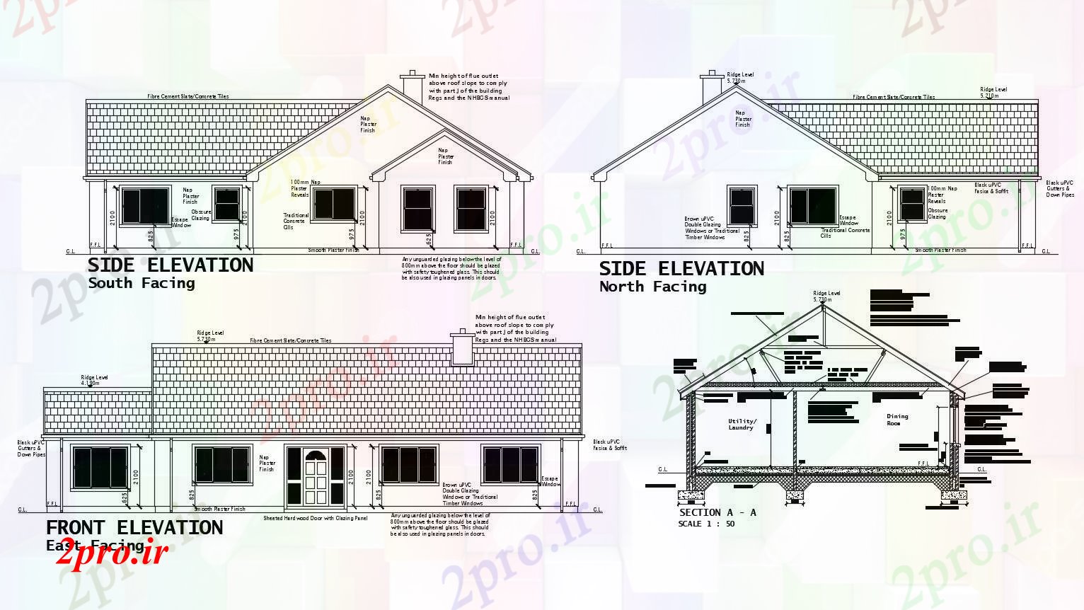 دانلود نقشه مسکونی ، ویلایی ، آپارتمان نما خانه مسکونی 15 در 19 متر (کد86309)