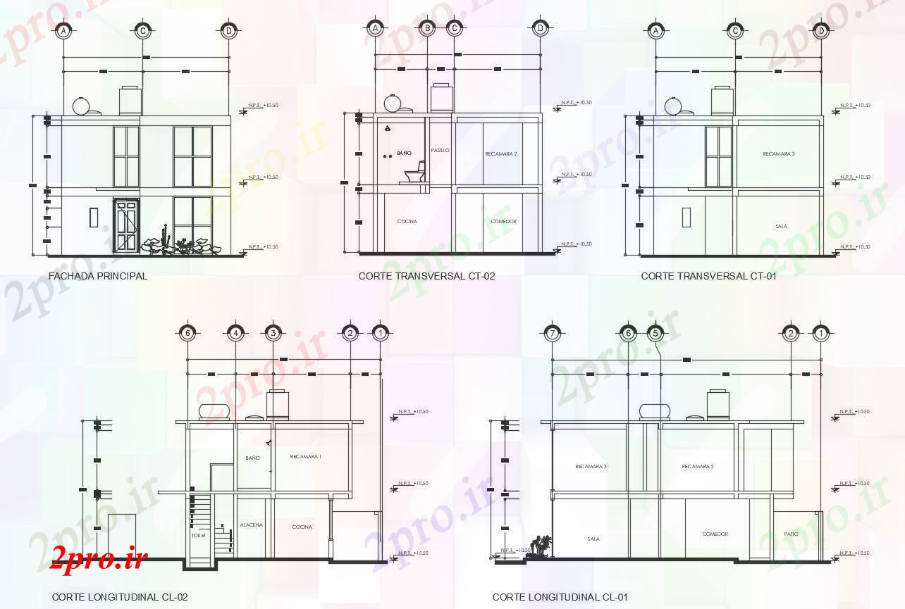 دانلود نقشه مسکونی  ، ویلایی ، آپارتمان    نما مقطعی اقامت (کد86314)