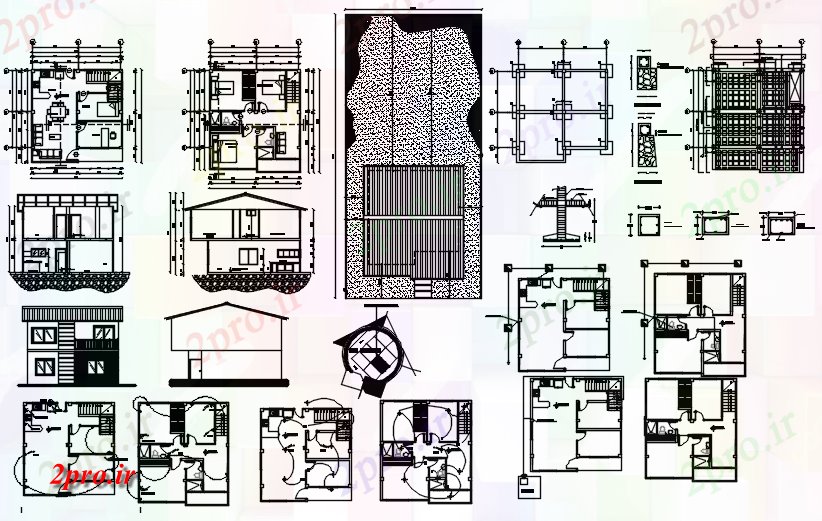 دانلود نقشه مسکونی ، ویلایی ، آپارتمان طرحی خانه 2 طبقه 800mtr X 820mtr با نما و بخش 7 در 8 متر (کد86321)