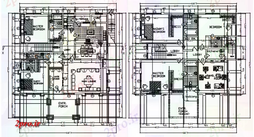 دانلود نقشه مسکونی ، ویلایی ، آپارتمان طرحی طبقه از خانه 16375mtr X 17825mtr با ابعاد جزئیات 4 در 6 متر (کد86324)