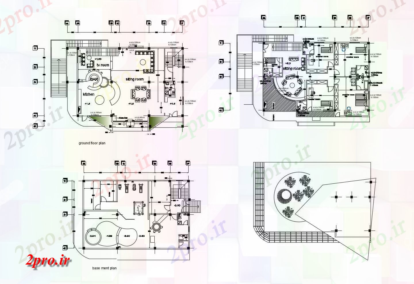 دانلود نقشه خانه های کوچک ، نگهبانی ، سازمانی - طرحی طبقه از خانههای ویلایی با ابعاد جزئیات 12 در 20 متر (کد86329)