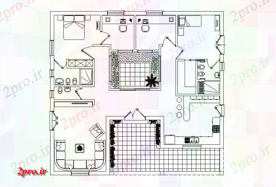 دانلود نقشه مسکونی ، ویلایی ، آپارتمان طرحی طبقه از خانه 13 در 14 متر (کد86345)