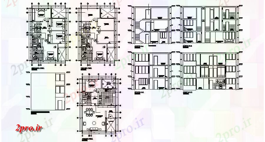 دانلود نقشه مسکونی  ، ویلایی ، آپارتمان  آپارتمان مسکونی با بخش (کد86363)