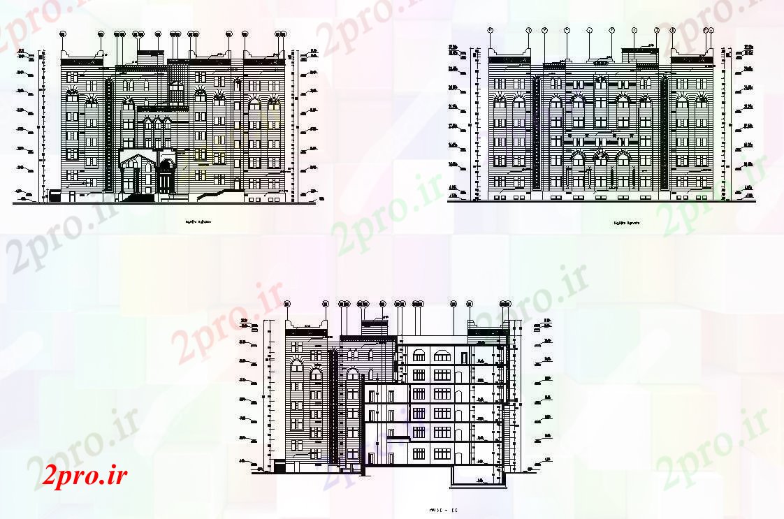دانلود نقشه ساختمان مرتفع اتوکد ساخت نما 41 در 41 متر (کد86379)