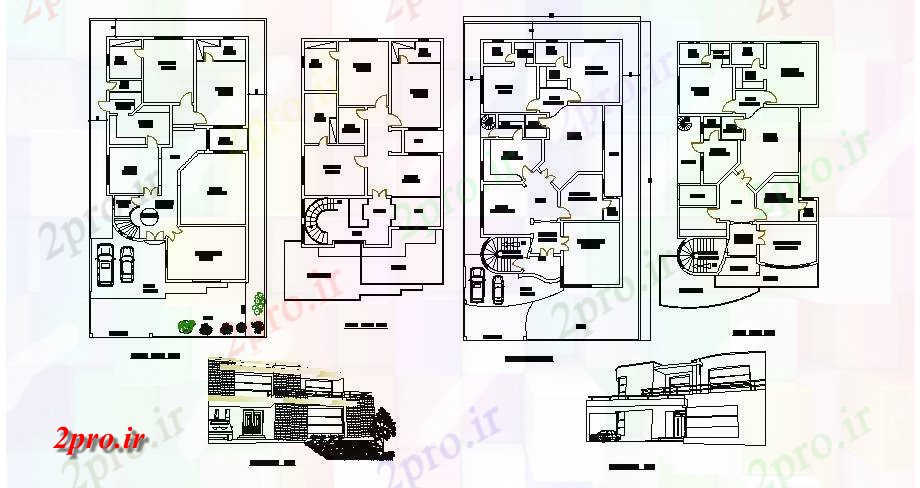 دانلود نقشه مسکونی ، ویلایی ، آپارتمان طرحی طبقه از خانه 50 'X 90' با دیدگاه 48 در 89 متر (کد86412)