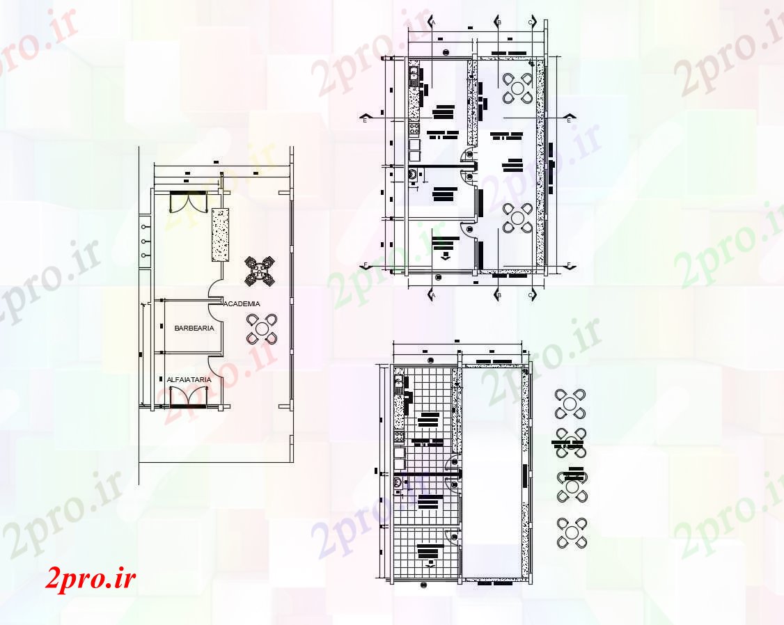 دانلود نقشه مسکونی ، ویلایی ، آپارتمان طراحی سالن ورزش 7 در 12 متر (کد86429)