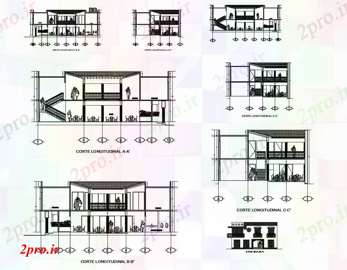 دانلود نقشه هتل - رستوران - اقامتگاه از بخش رستوران 12 در 18 متر (کد86456)