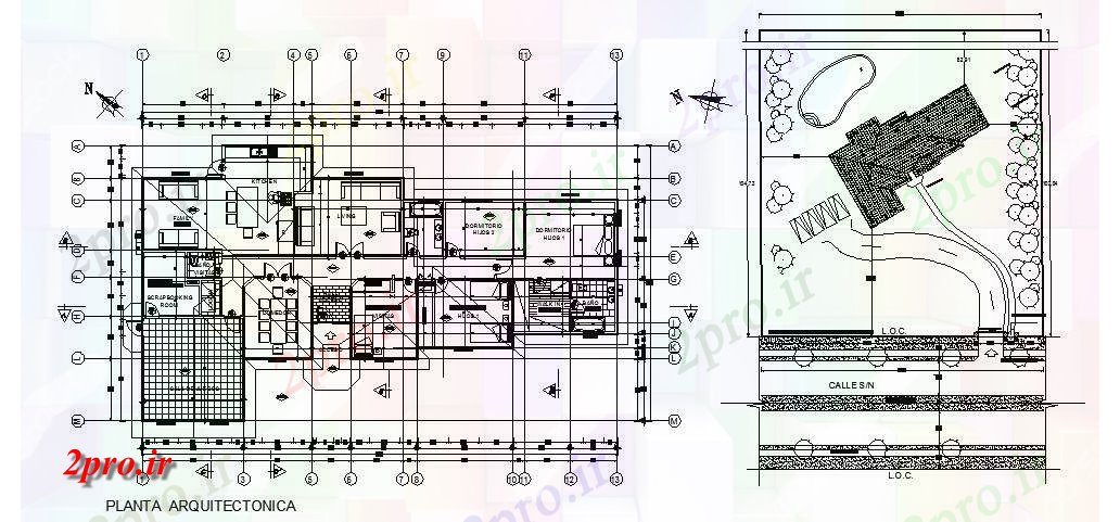 دانلود نقشه خانه های کوچک ، نگهبانی ، سازمانی - طرحی ویلا 2340mtr X 1363mtr با ابعاد جزئیات 13 در 23 متر (کد86463)