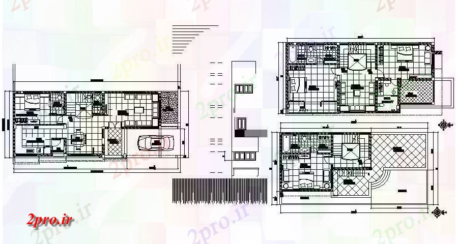 دانلود نقشه مسکونی ، ویلایی ، آپارتمان طرحی خانه های مسکونی 55 '× 22 با ابعاد جزئیات 6 در 14 متر (کد86479)